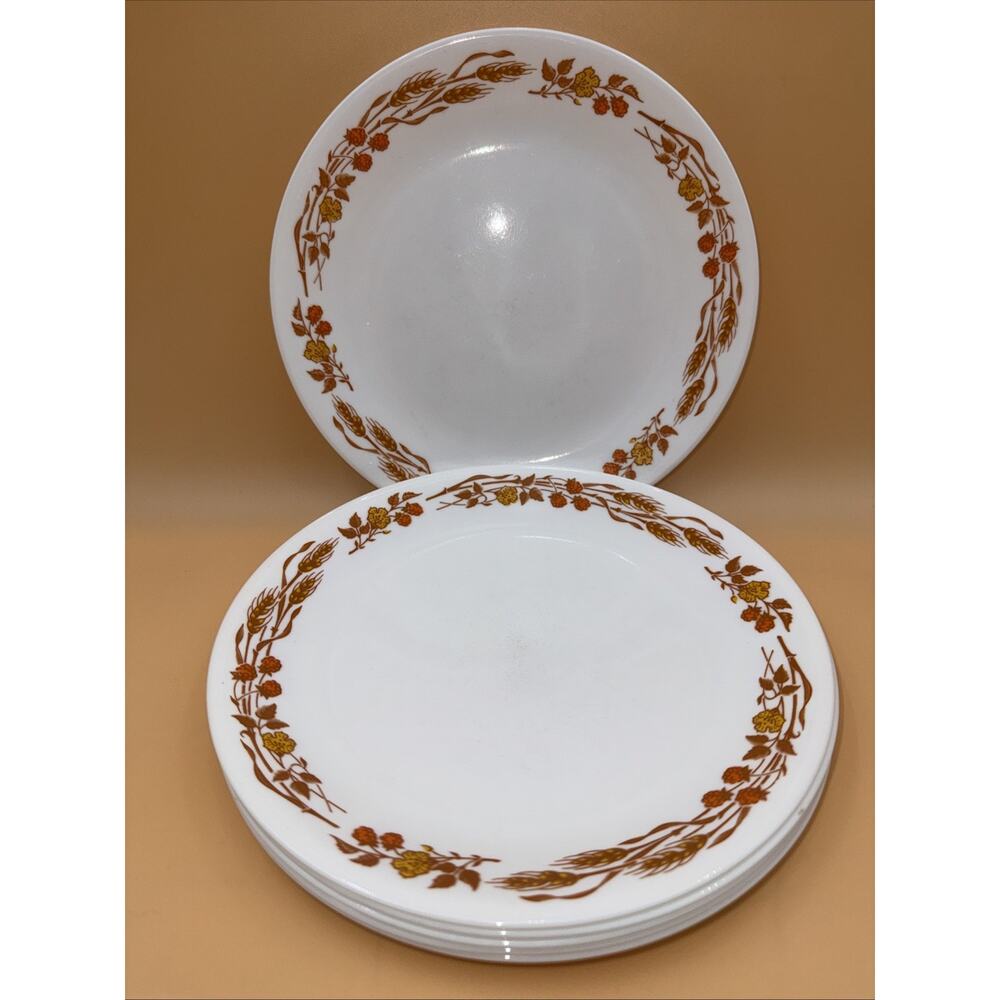 Lot of 6 Corelle Harvest Home Luncheon Plates 8.5 Inch Gold/Orange